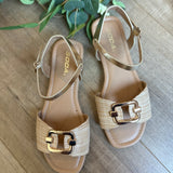 Tavia Gold Buckle Flat Sandal