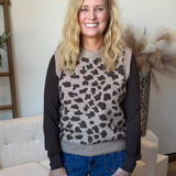Leoapard Knit Sweater Vest