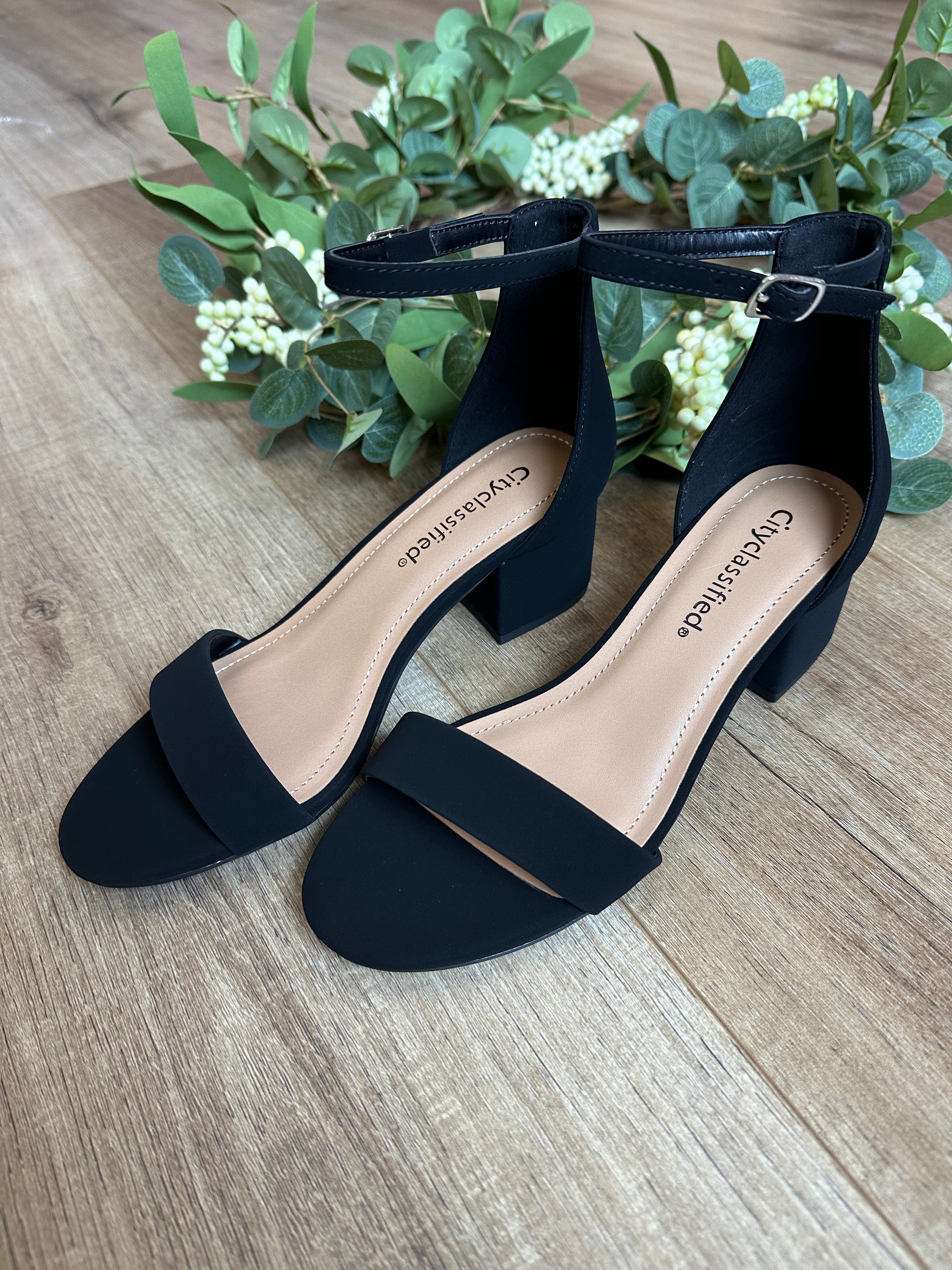 low heel black dress sandals Women's Black Low Heel Sandals