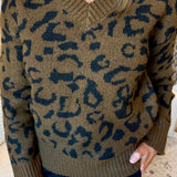 Leopard V Neck Sweater (Dex)