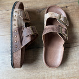 Suede Rivet Buckle Sandal
