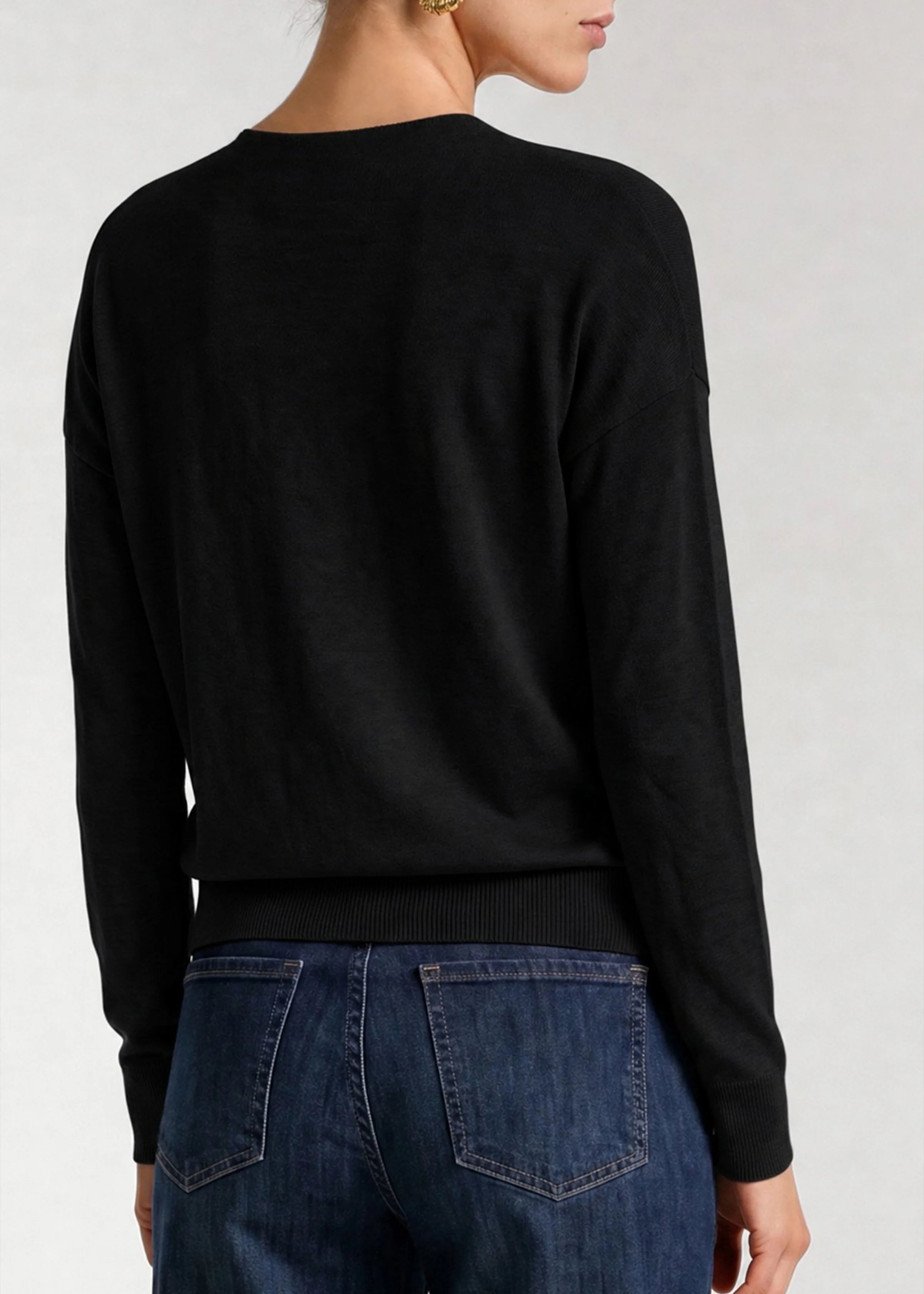 Draped Neck Mixed Media Sweater (Liverpool)