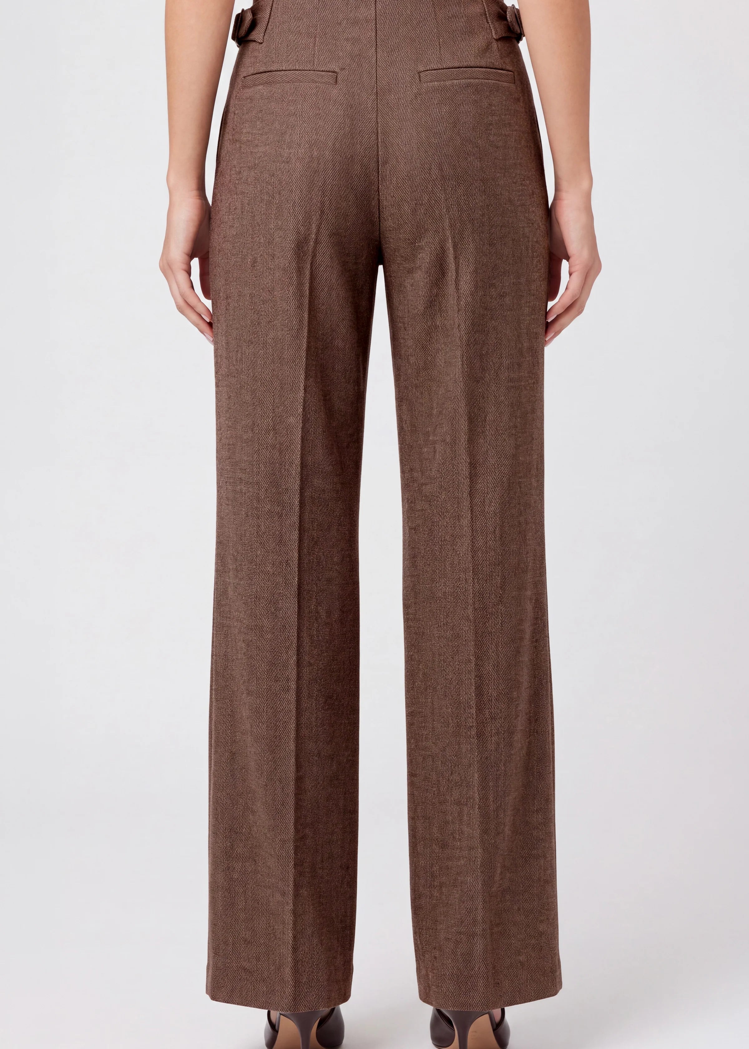 High Rise Pleated Wide Leg Trouser w/Side Tab (Liverpool)