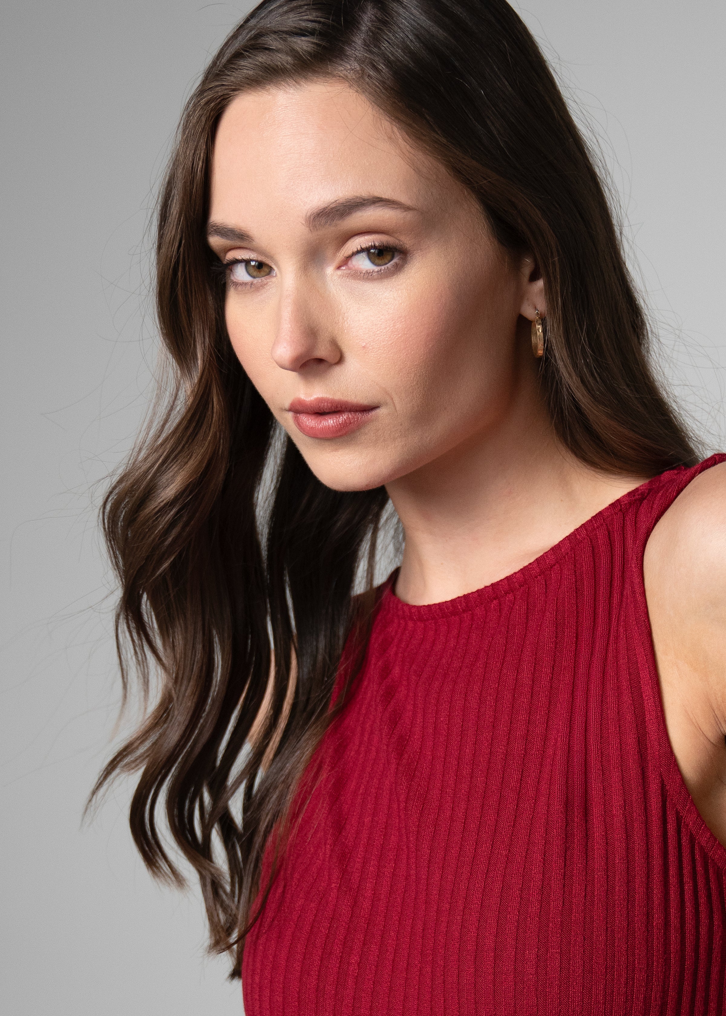 Sleeveless Boatneck Rib Knit Tank (Liverpool)