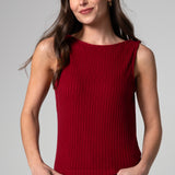 Sleeveless Boatneck Rib Knit Tank (Liverpool)
