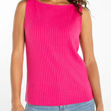 Sleeveless Boatneck Rib Knit Tank (Liverpool)