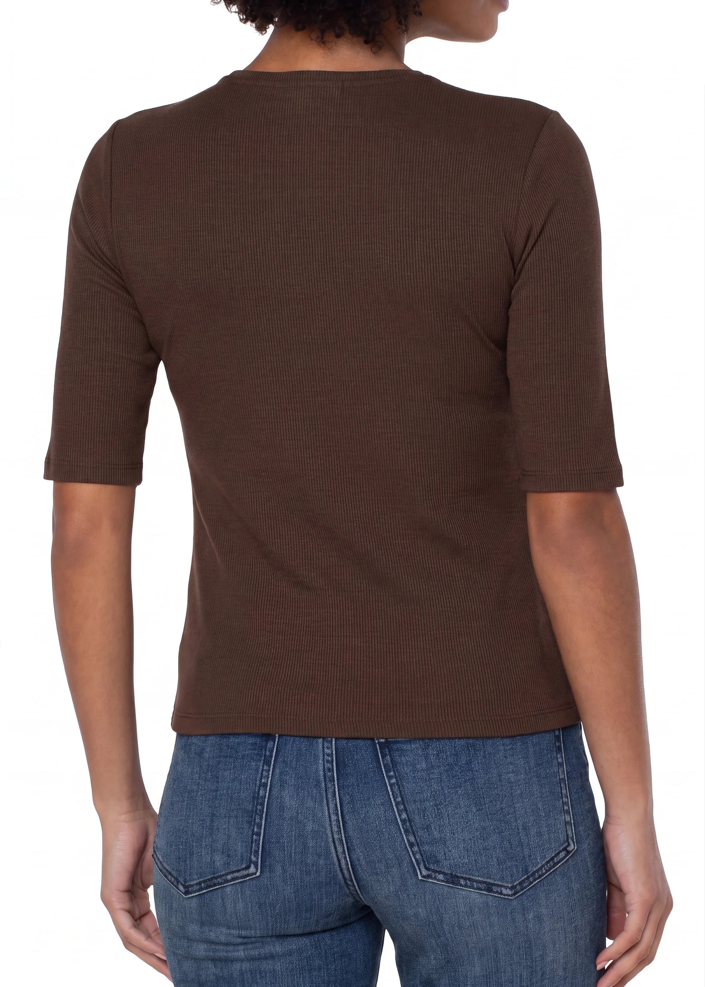 Double Layer V-Neck Rib Knit Top (Liverpool)