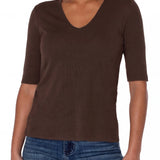 Double Layer V-Neck Rib Knit Top (Liverpool)