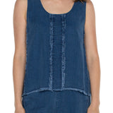 Sleeveless Scoop Neck Tank w/Fray Hem (Liverpool)