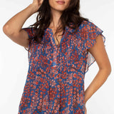 Double Layer Flutter Sleeve Blouse (Liverpool)