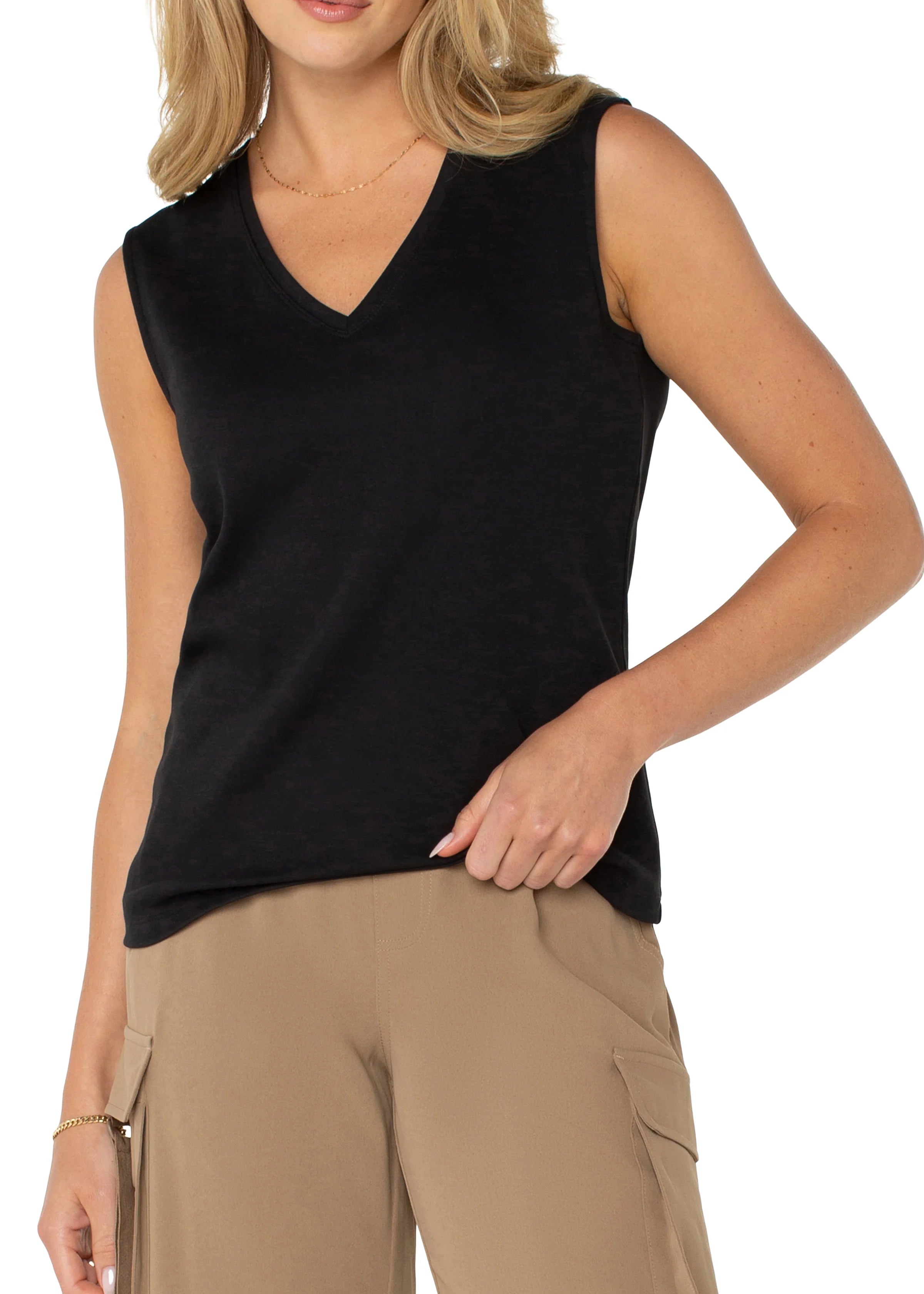 V Neck Knit Tank Top (Liverpool)