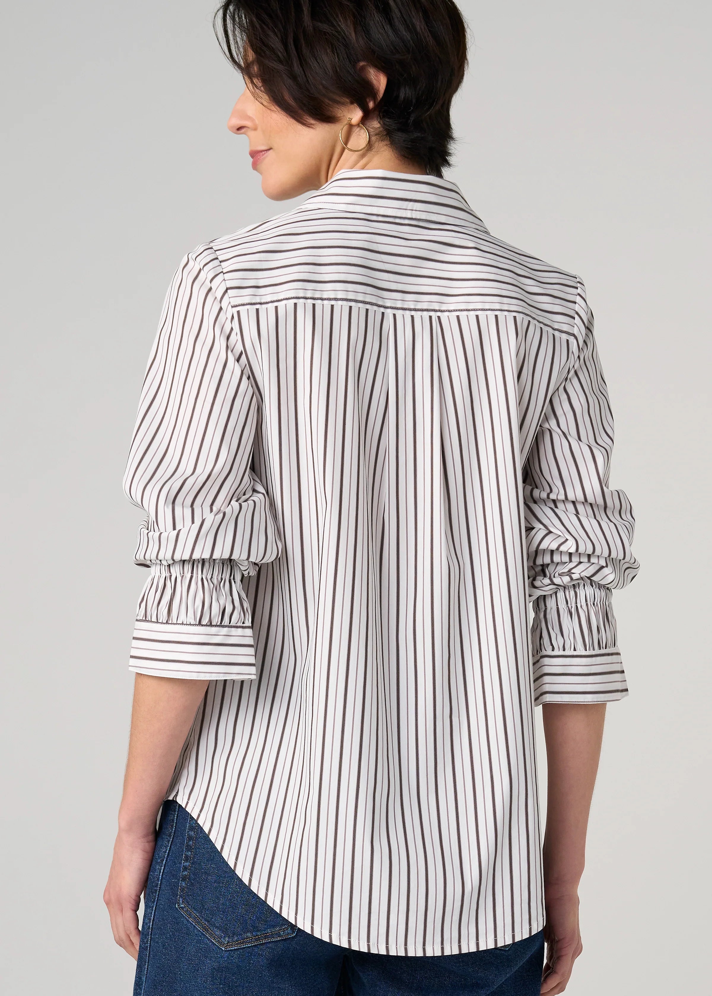 Adjustable Sleeve Button Front Woven Top (Liverpool)