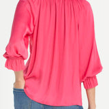 3/4 Sleeve Button Front Top w/ Ruffle Details (Liverpool)
