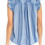 Flutter Sleeve Woven Top With Ties (Liverpool)
