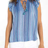 Flutter Sleeve Woven Top With Ties (Liverpool)