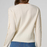 Button Front Cardigan Sweater w/Ruffles (Liverpool)