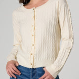 Button Front Cardigan Sweater w/Ruffles (Liverpool)