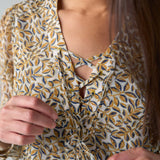 Long Sleeve Lace Up Woven Blouse (Liverpool)