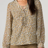 Long Sleeve Lace Up Woven Blouse (Liverpool)