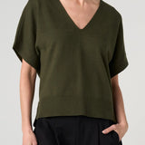 Short Sleeve V-neck Dolman Sweater (Liverpool)