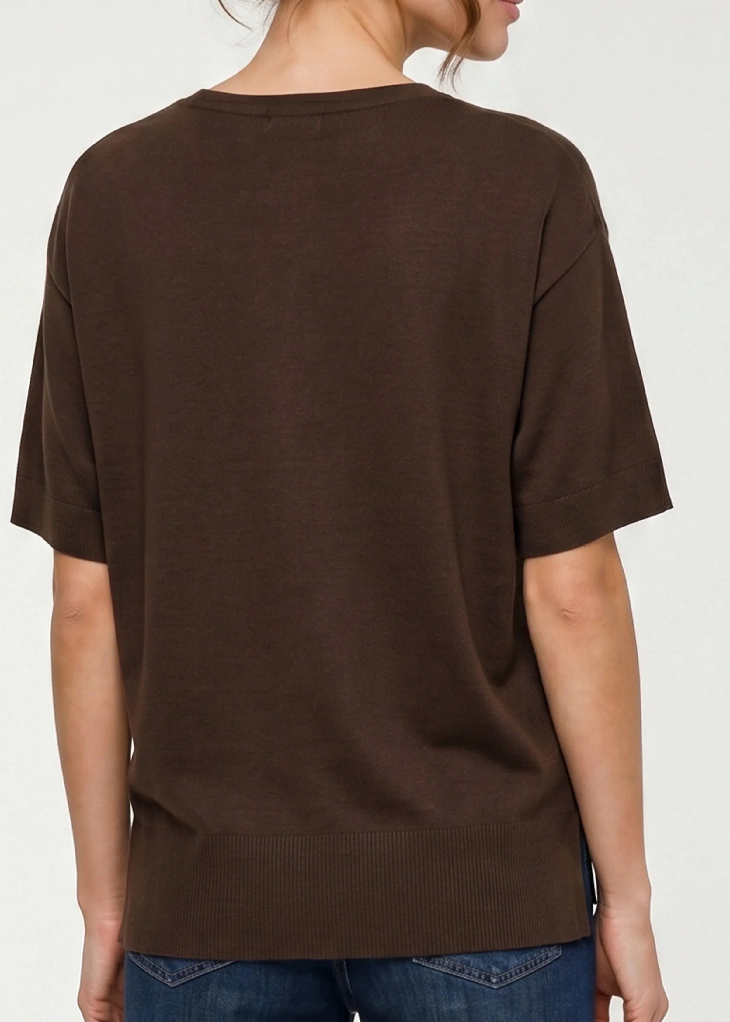 Short Sleeve V-neck Dolman Sweater (Liverpool)