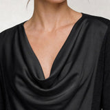 Draped Neck Mixed Media Sweater (Liverpool)