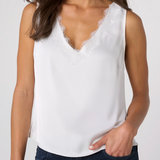V Neck Woven Tank w/ Lace Trim (Liverpool)