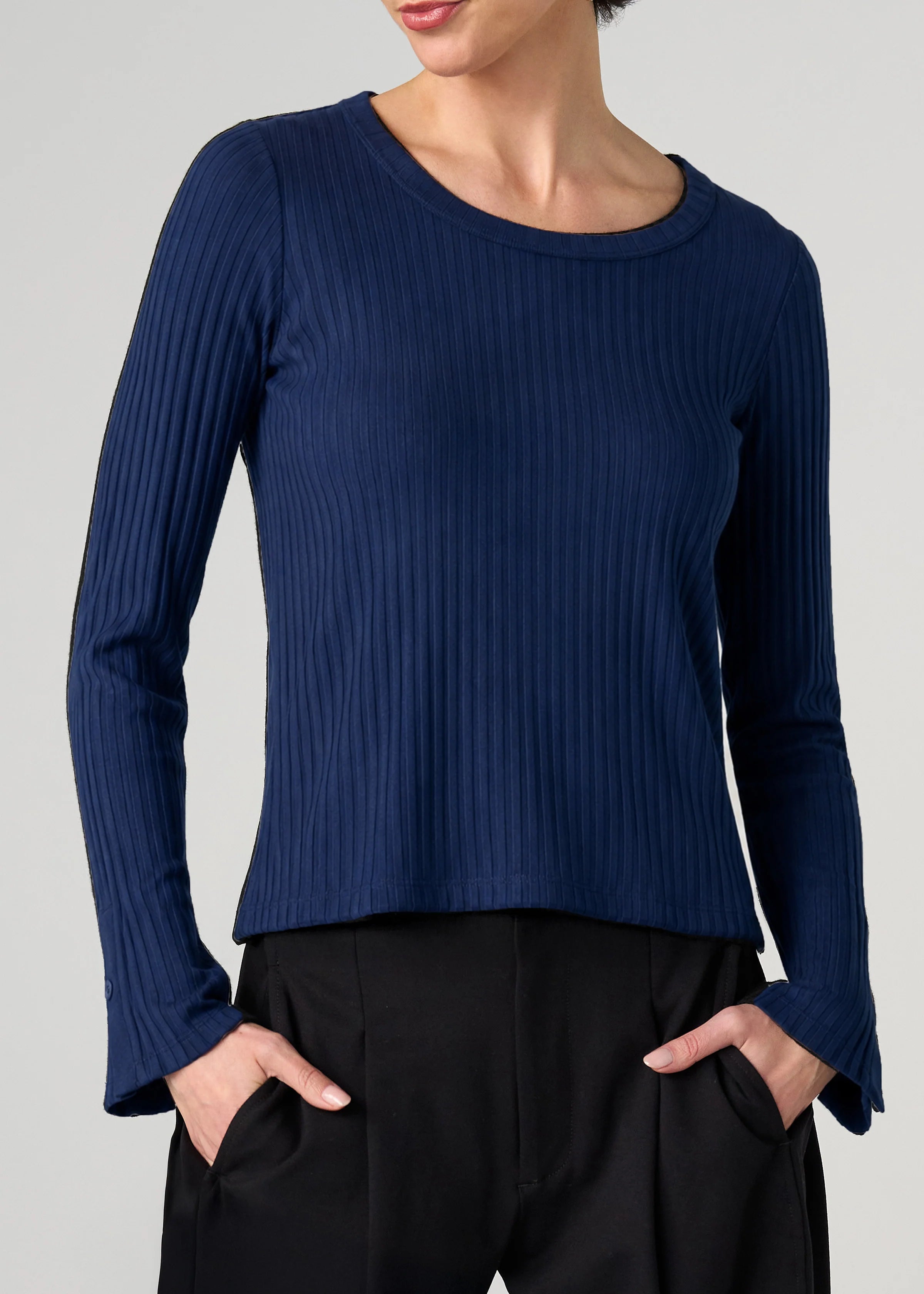 Long Sleeve Scoop Neck Knit Top (Liverpool)