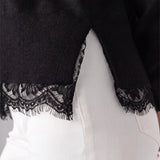 V Neck Long Sleeve Sweater w/Lace (Liverpool)