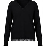 V Neck Long Sleeve Sweater w/Lace (Liverpool)