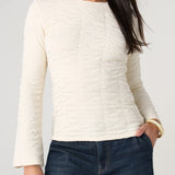 Long Flare Sleeve Crew Neck Knit Top (Liverpool)