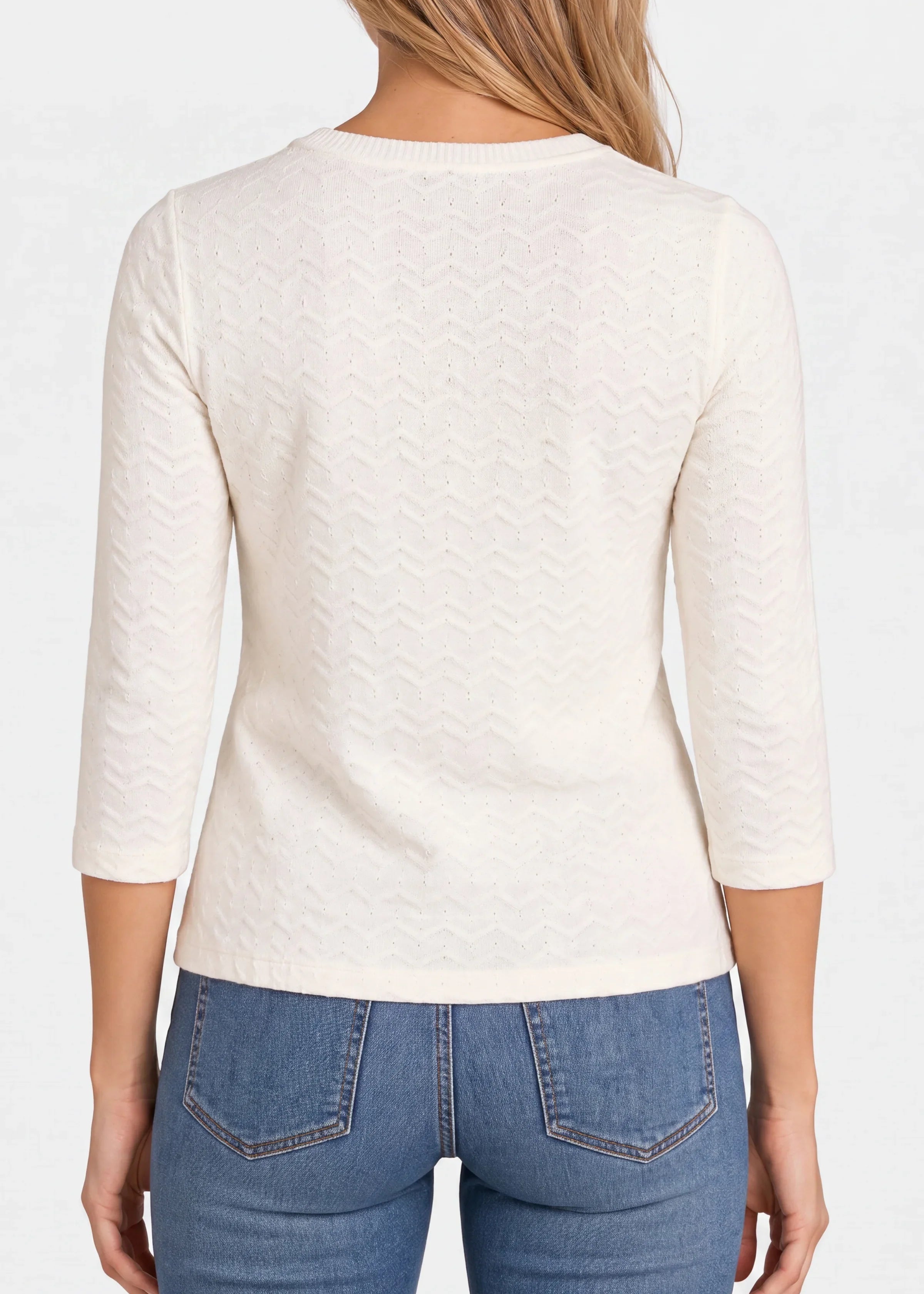 3/4 Sleeve Knit Top w/ Rib Trim (Liverpool)
