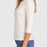 3/4 Sleeve Knit Top w/ Rib Trim (Liverpool)