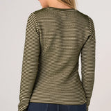 Long Sleeve Knit Henley Top w/ Sweater Trim (Liverpool)