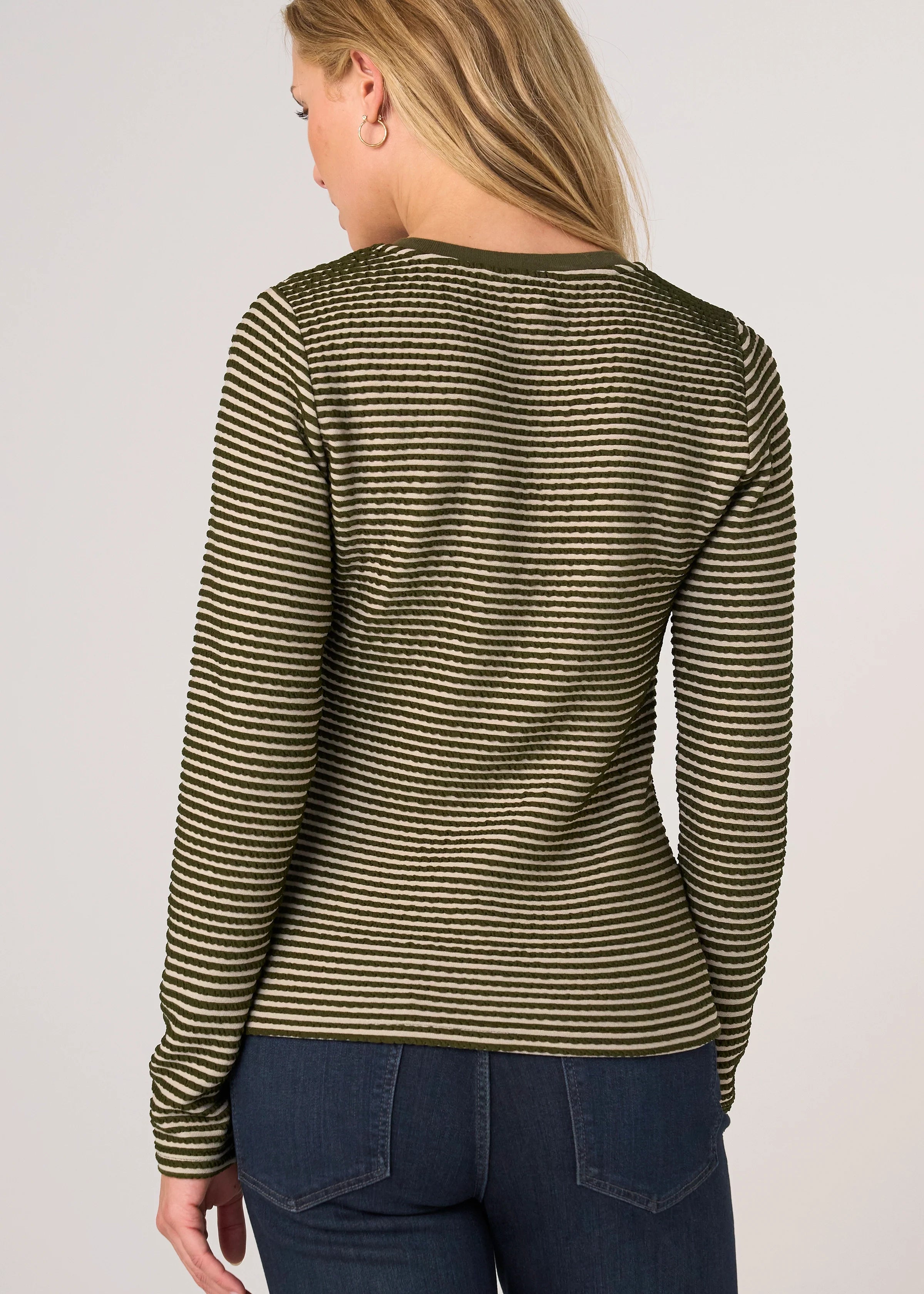 Long Sleeve Knit Henley Top w/ Sweater Trim (Liverpool)