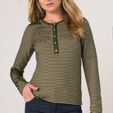 Long Sleeve Knit Henley Top w/ Sweater Trim (Liverpool)