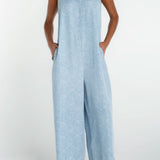 Wide Leg Crop Jumpsuit w/ Adjustable Straps (Liverpool)