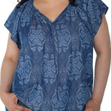 Flutter Sleeve Woven Top (Liverpool) (Plus)