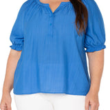 Half Placket Short Sleeve Blouse (Liverpool) (Plus)