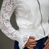 MYSTREE Floral Lace Bomber Jacket