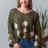 Collared Crochet Sweater Top