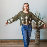 Collared Crochet Sweater Top