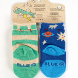 "Might Save the World/Place To Shit" Baby Socks (Blue Q)