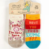"I'm New/Screaming" Baby Socks (Blue Q)