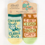 "Cuddle Bug/Both Cry" Baby Socks (Blue Q)