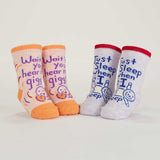 "Hear Me Giggle/Just Sleep" Baby Socks (Blue Q)