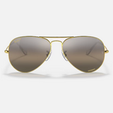 RAY-BAN Aviator Chromance Sunglasses (Legend Gold w/Polar Clear Gradient)