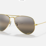 RAY-BAN Aviator Chromance Sunglasses (Legend Gold w/Polar Clear Gradient)