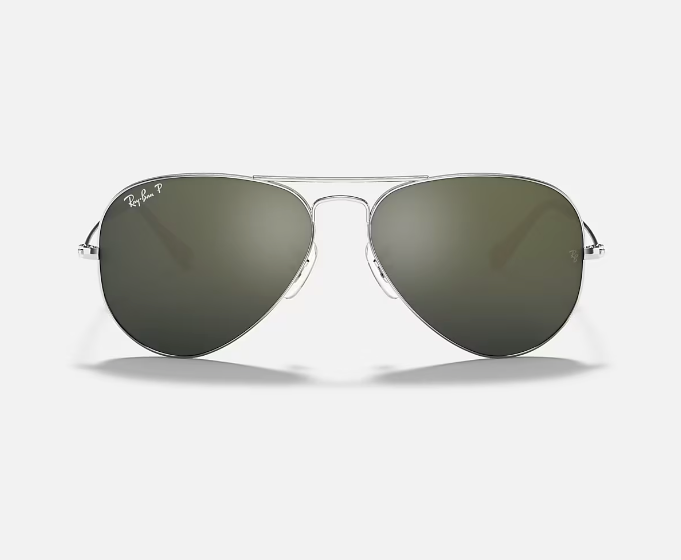 RAY-BAN Aviator Large Metal Mirror Sunglasses (Silver w/ Grey Mirror)