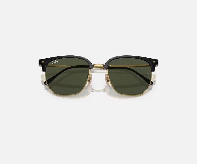 RAY-BAN New Clubmaster Sunglasses (Black on Arista w/ Green)